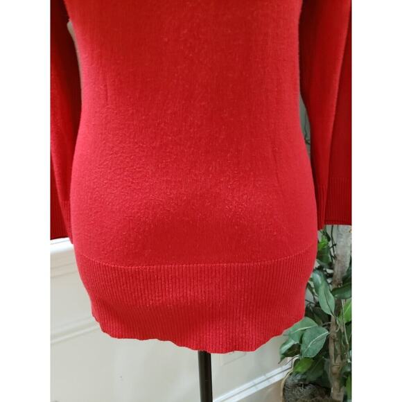 Cable & Gauge Women's Red Solid Rayon Round Neck Long Sleeve Sweater Size XL - Picture 3 of 11